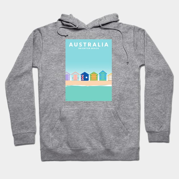 Brighton Beach, Australia Travel Poster Hoodie by lymancreativeco